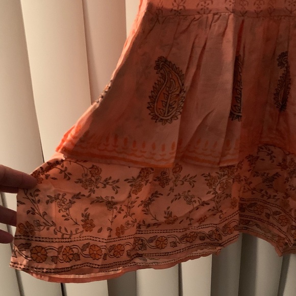 Silk Elegant Sleeveless Coral Dress Made in India - Picture 5 of 14